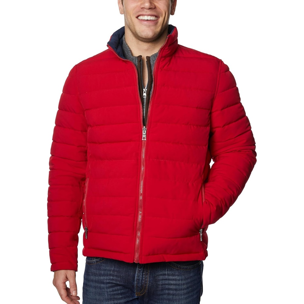 image:imageNautica Mens Reversible Quilted Puffer Jacket Midweight Mechanical Stretch Winter CoatBlaze