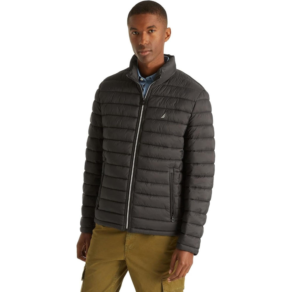 image:imageNautica Mens Reversible Quilted Puffer Jacket Midweight Mechanical Stretch Winter CoatLuxury Black