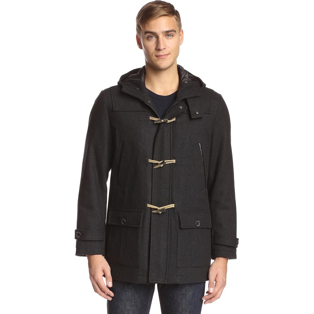 image:imageNautica Mens Wool Blend Peacoat DoubleBreasted Winter Coat Regular Big amp Tall SizesCharcoal Gray