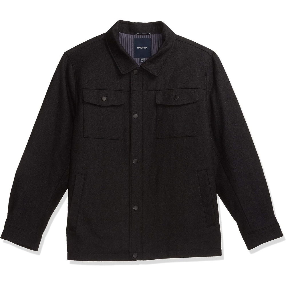 image:imageNautica Mens Wool Blend Peacoat DoubleBreasted Winter Coat Regular Big amp Tall SizesSmoke Gray