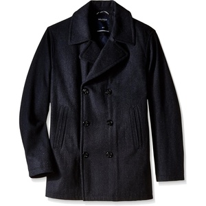 Nautica Men’s Wool Blend Peacoat – Double-Breasted Winter Coat, Regular, Big & Tall Sizes(Pool Grey)