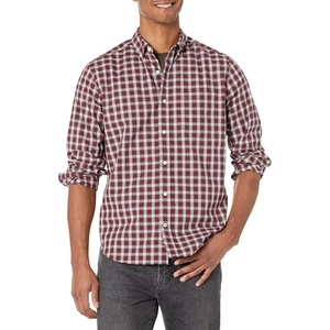 Nautica Men’s Wrinkle-Resistant Plaid Wear to Work Shirt(Shipwreck Burgundy)
