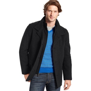 Nautica Men’s Wool Blend Lightweight Insulated Jacket – Printed Daimond Quilted Interior(Onyx)