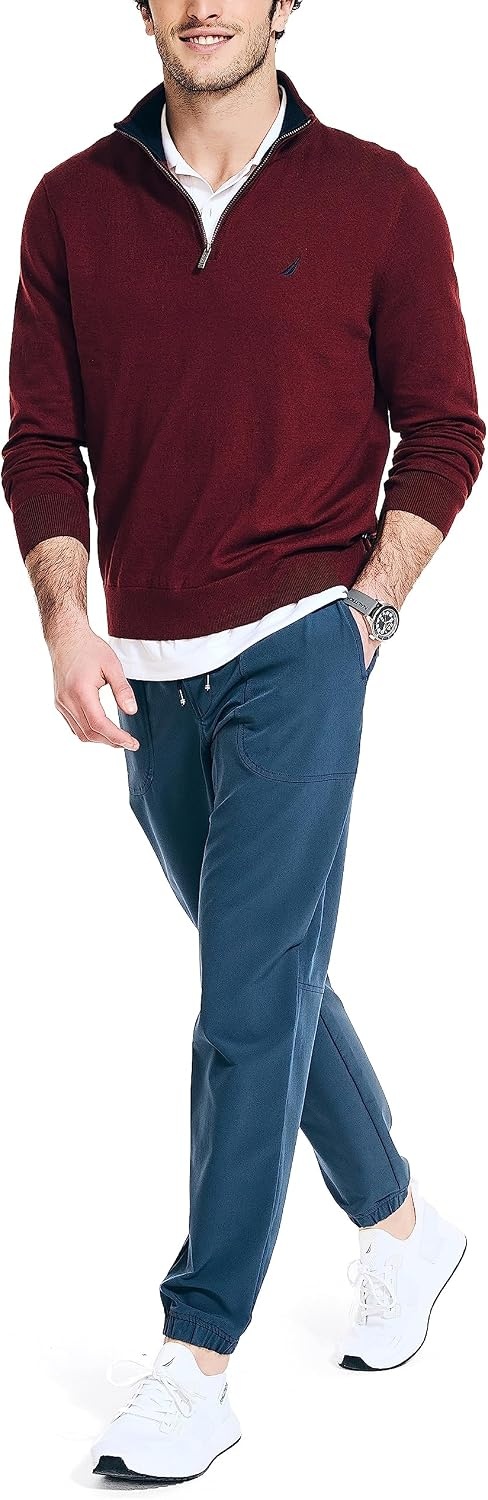 image:imageNautica Mens Navtech QuarterZip SweaterDeep Crimson