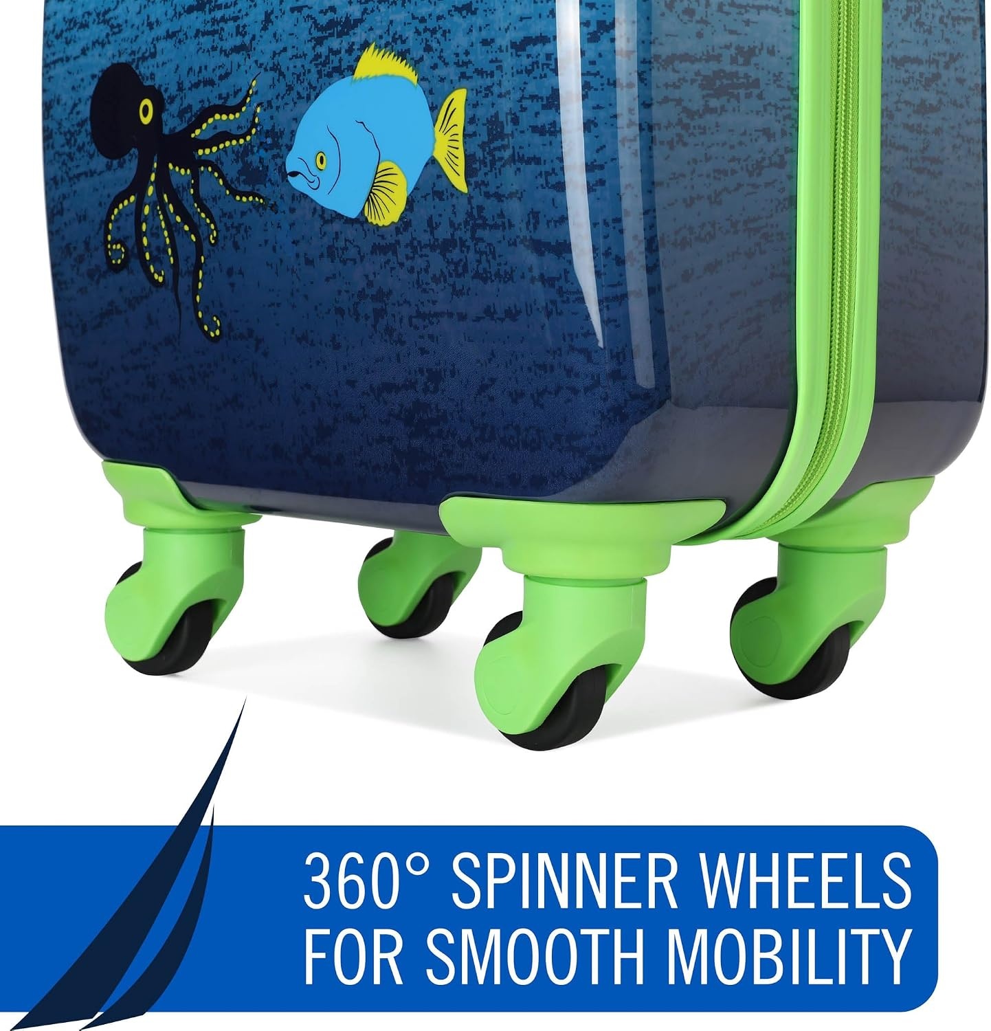 image:imageNAUTICA Kids Luggage 18 Airline Approved Rolling Hardside Upright Carryon Suitcase with Wheels Submarine Journey NK18LUG