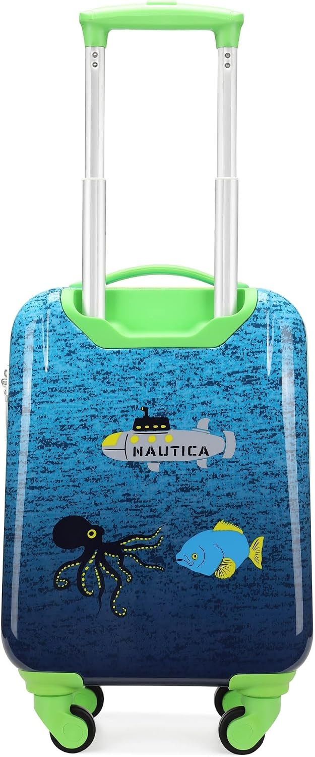image:imageNAUTICA Kids Luggage 18 Airline Approved Rolling Hardside Upright Carryon Suitcase with Wheels Submarine Journey NK18LUG
