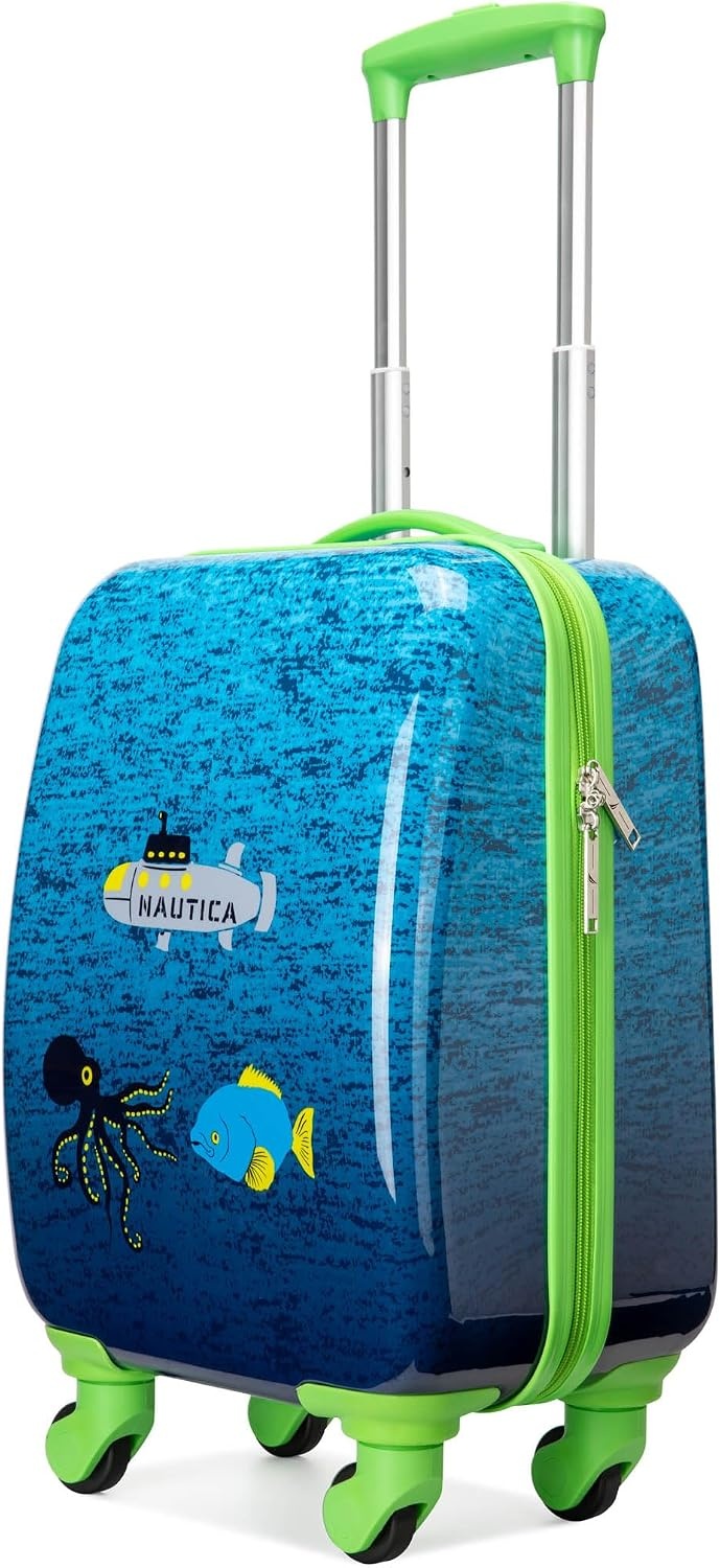 image:imageNAUTICA Kids Luggage 18 Airline Approved Rolling Hardside Upright Carryon Suitcase with Wheels Submarine Journey NK18LUG