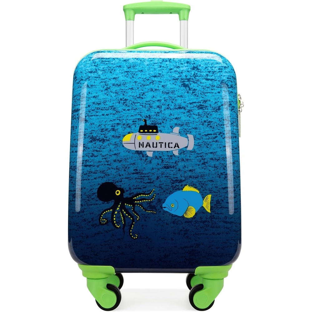image:imageNAUTICA Kids Luggage  18 Airline Approved Rolling Hardside Upright Carryon Suitcase with Wheels Submarine Journey NK18LUG