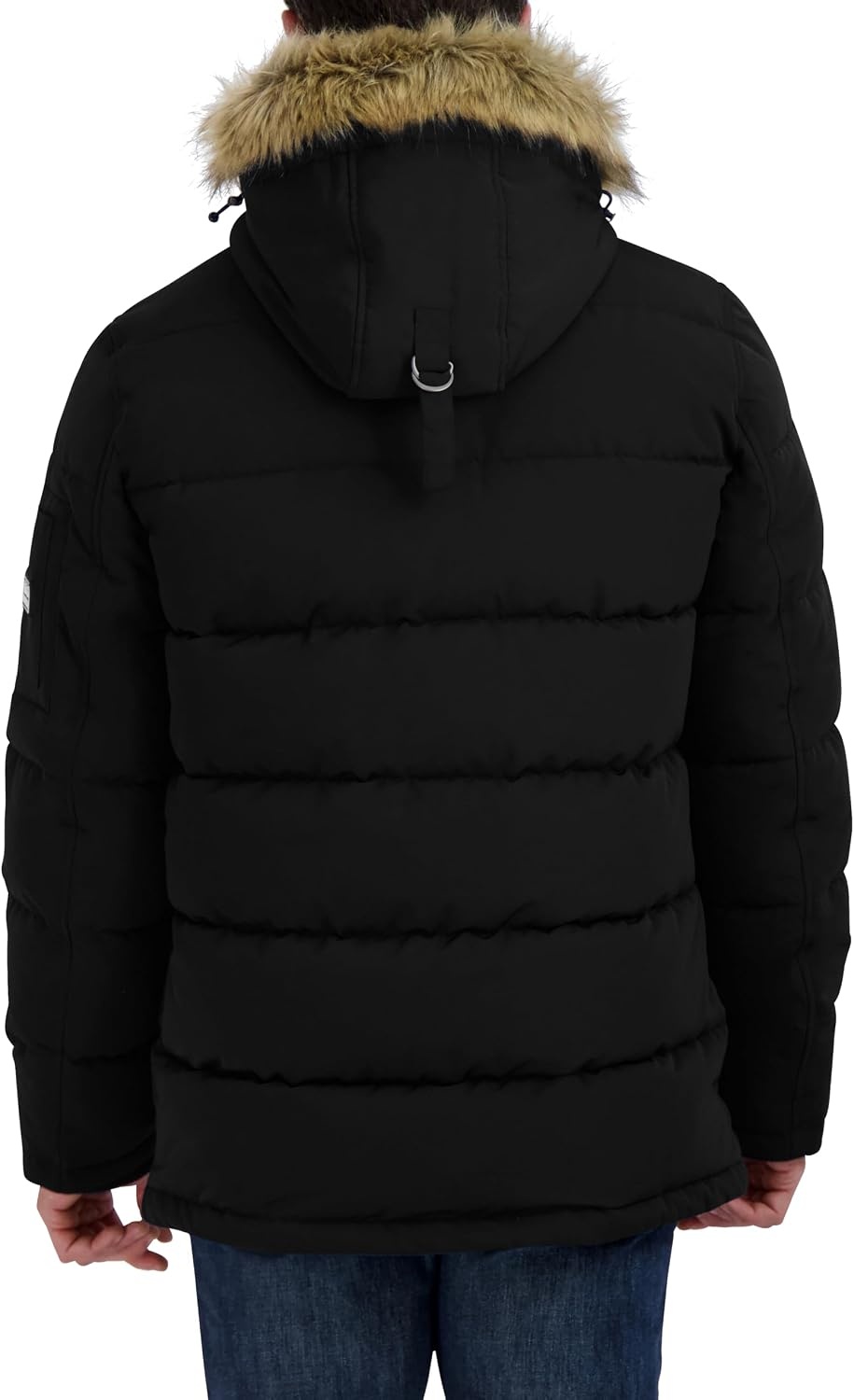 image:imageNautica Mens Faux Fur Trim Puffer Jacket With Removable HoodBlack