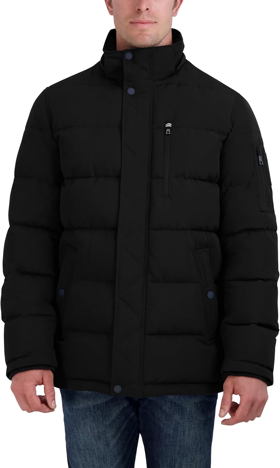image:imageNautica Mens Faux Fur Trim Puffer Jacket With Removable HoodBlack