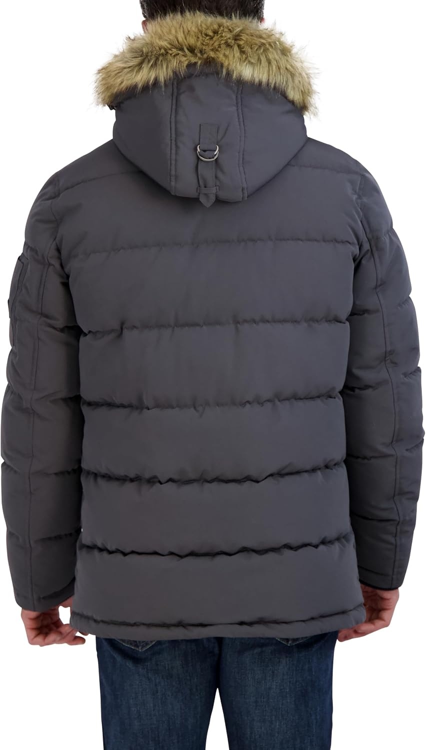 image:imageNautica Mens Faux Fur Trim Puffer Jacket With Removable HoodCharcoal