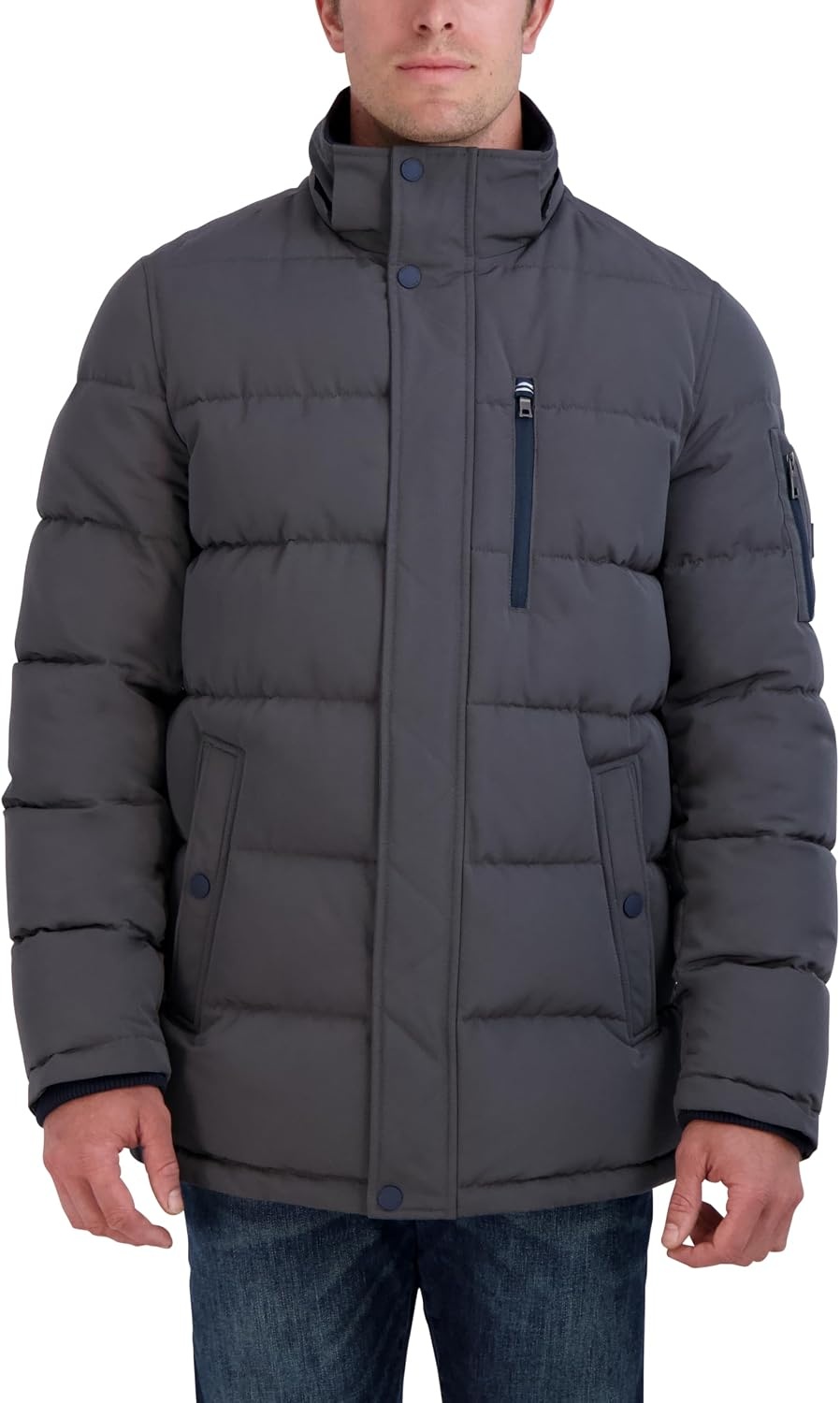 image:imageNautica Mens Faux Fur Trim Puffer Jacket With Removable HoodCharcoal