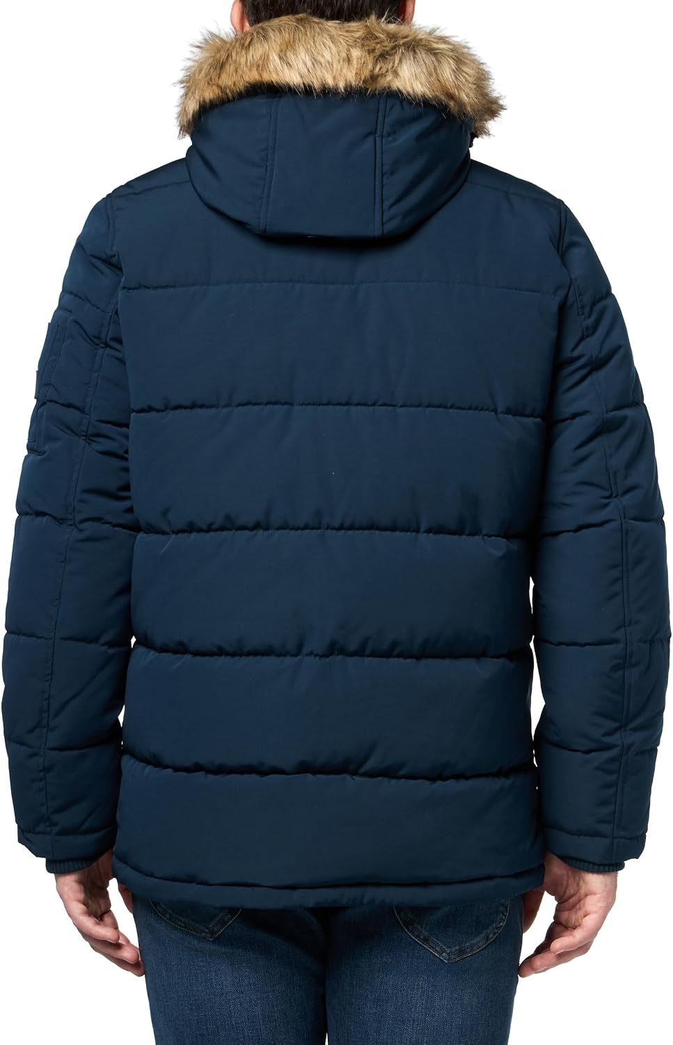 image:imageNautica Mens Faux Fur Trim Puffer Jacket With Removable HoodNavy