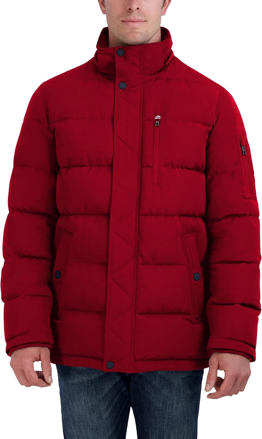 image:imageNautica Mens Faux Fur Trim Puffer Jacket With Removable HoodRed
