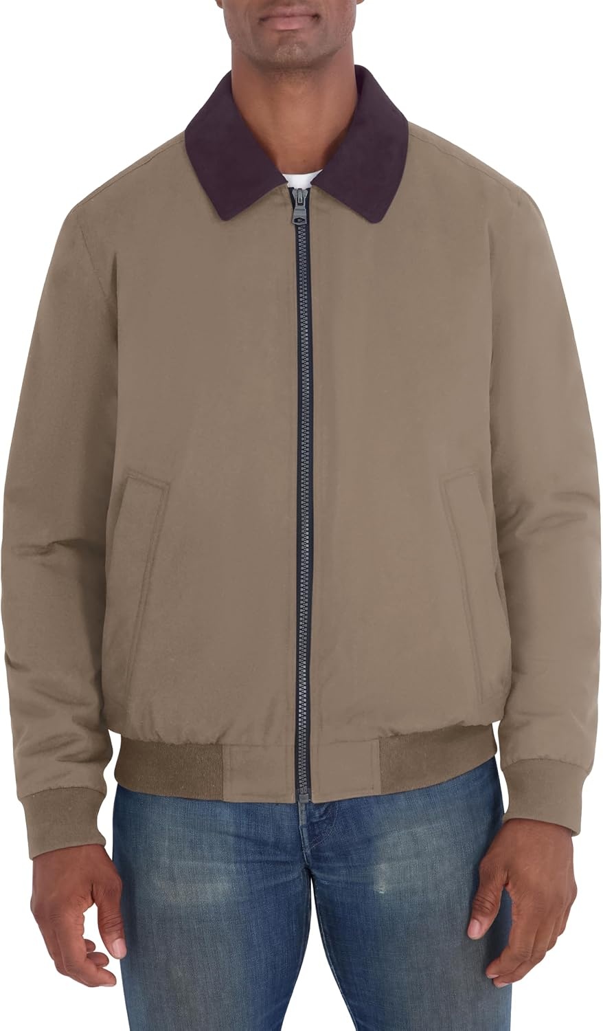 image:imageNautica Mens Heritage Shirt Collar Jacket Water Resistant Zip Front Plaid Lined Casual CoatTaupe