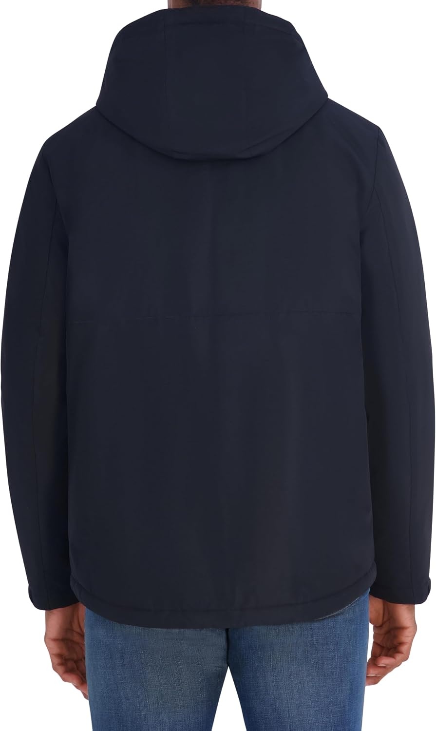 image:imageNautica Mens Hooded Rain Jacket Water Resistant Insulated Zip Front Coastal CoatBlack