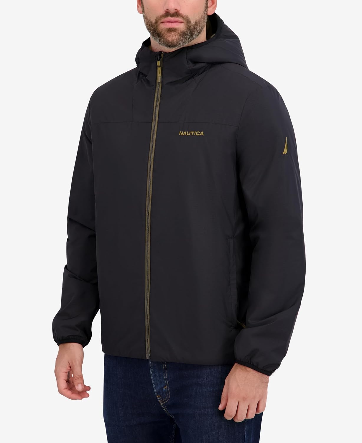 image:imageNautica Mens Lightweight Hooded Jacket Regular Big amp Tall Sizes OuterwearBlack