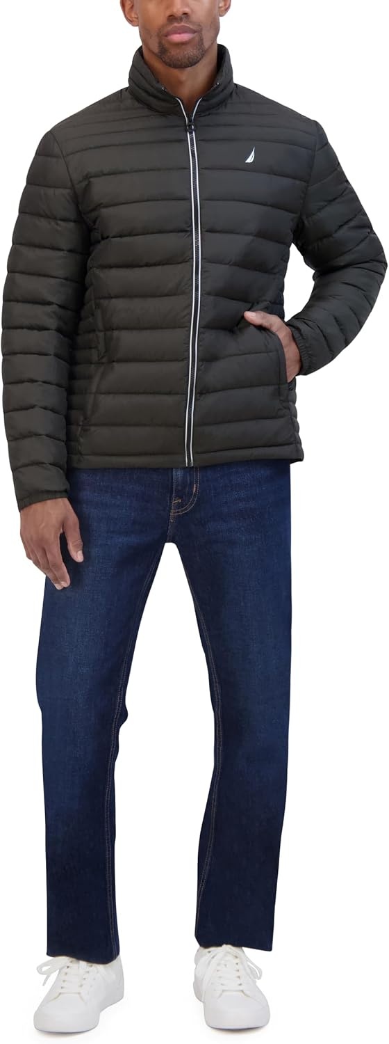 image:imageNautica Mens Lightweight Quilted Jacket Water Resistant Zip Front Transitional CoatBlack