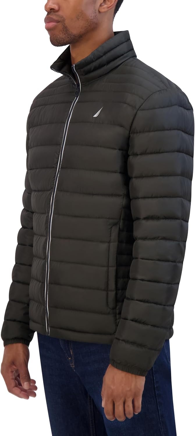 image:imageNautica Mens Lightweight Quilted Jacket Water Resistant Zip Front Transitional CoatBlack