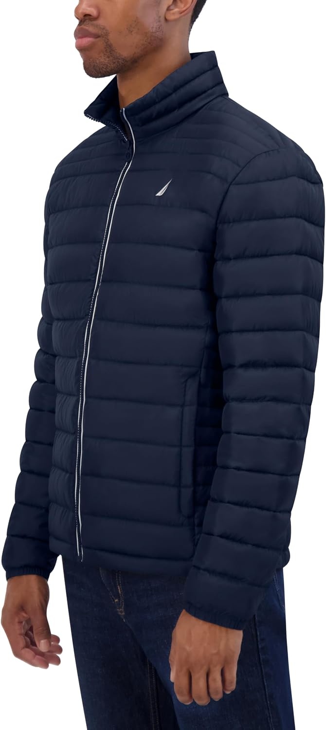 image:imageNautica Mens Lightweight Quilted Jacket Water Resistant Zip Front Transitional CoatNavy