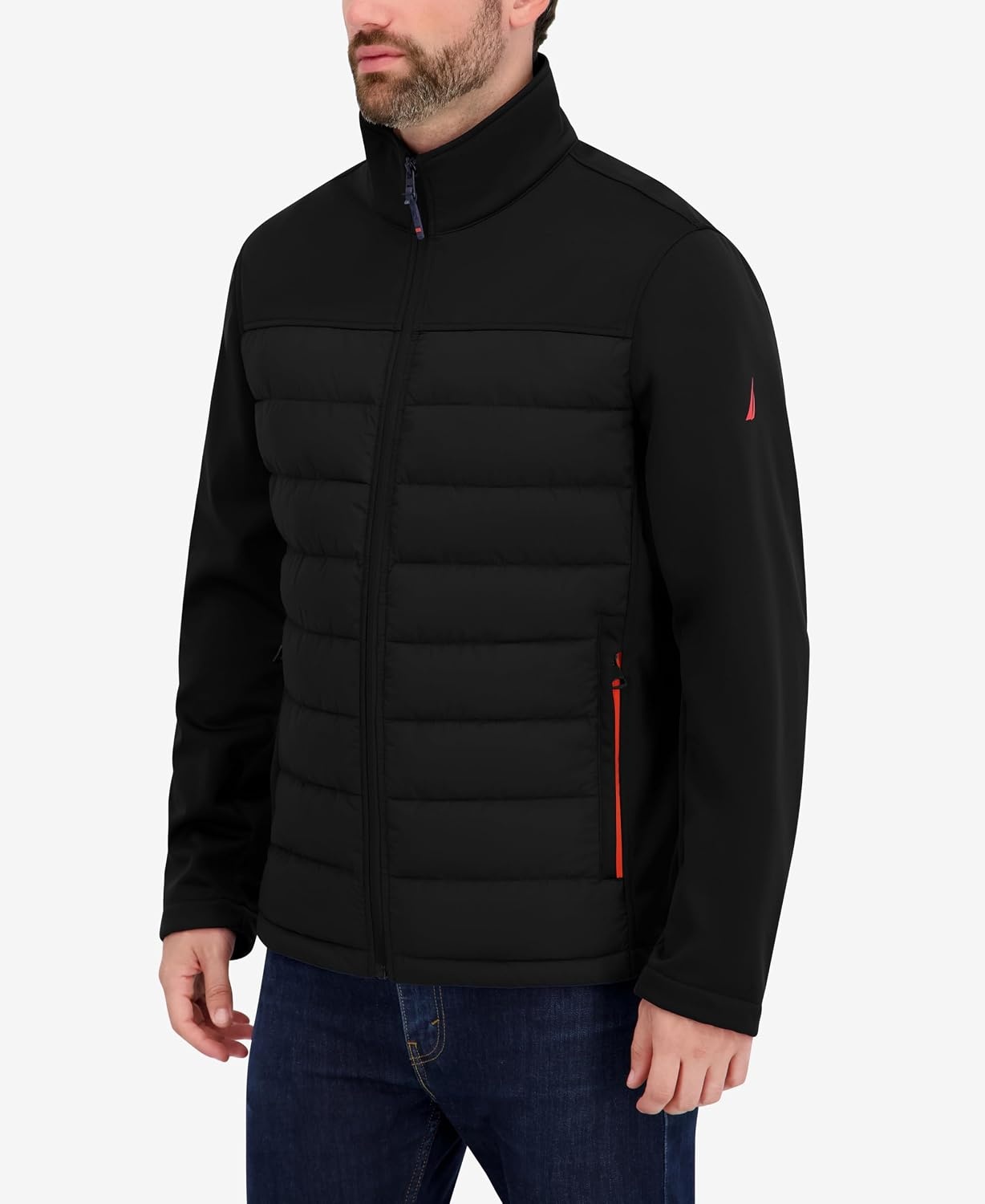 image:imageNautica Mens Lightweight Softshell Jacket Bonded Fleece Lining Regular Big amp Tall SizesBlack
