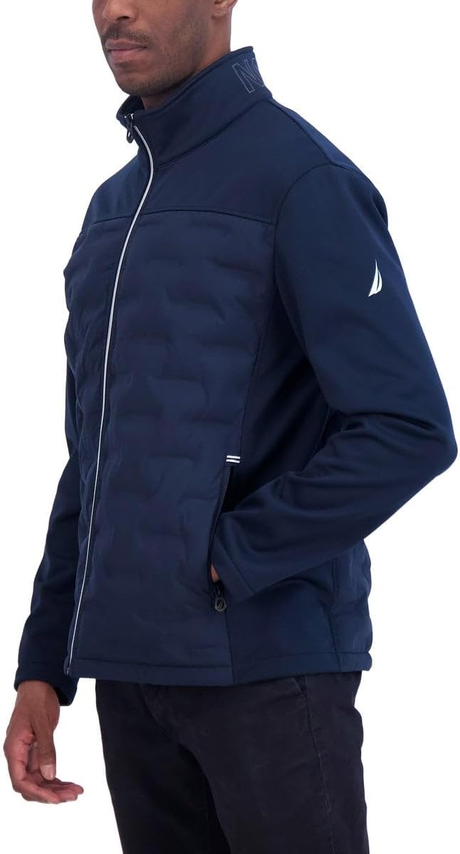 image:imageNautica Mens Lightweight Softshell Jacket Bonded Fleece Lining Regular Big amp Tall SizesBlue