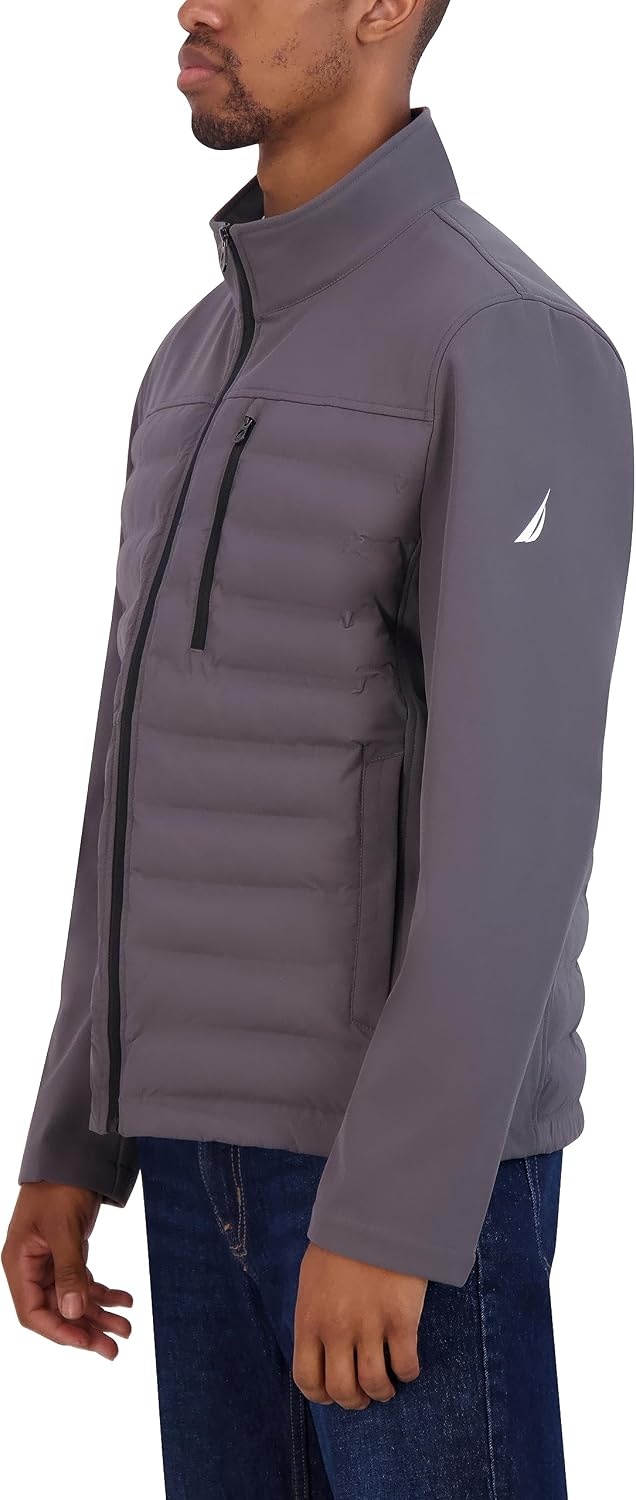 image:imageNautica Mens Lightweight Softshell Jacket Bonded Fleece Lining Regular Big amp Tall SizesGrey