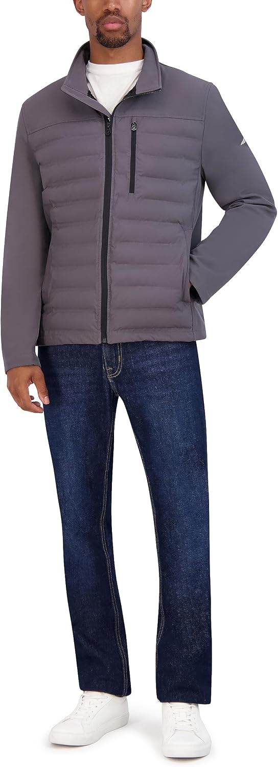 image:imageNautica Mens Lightweight Softshell Jacket Bonded Fleece Lining Regular Big amp Tall SizesGrey