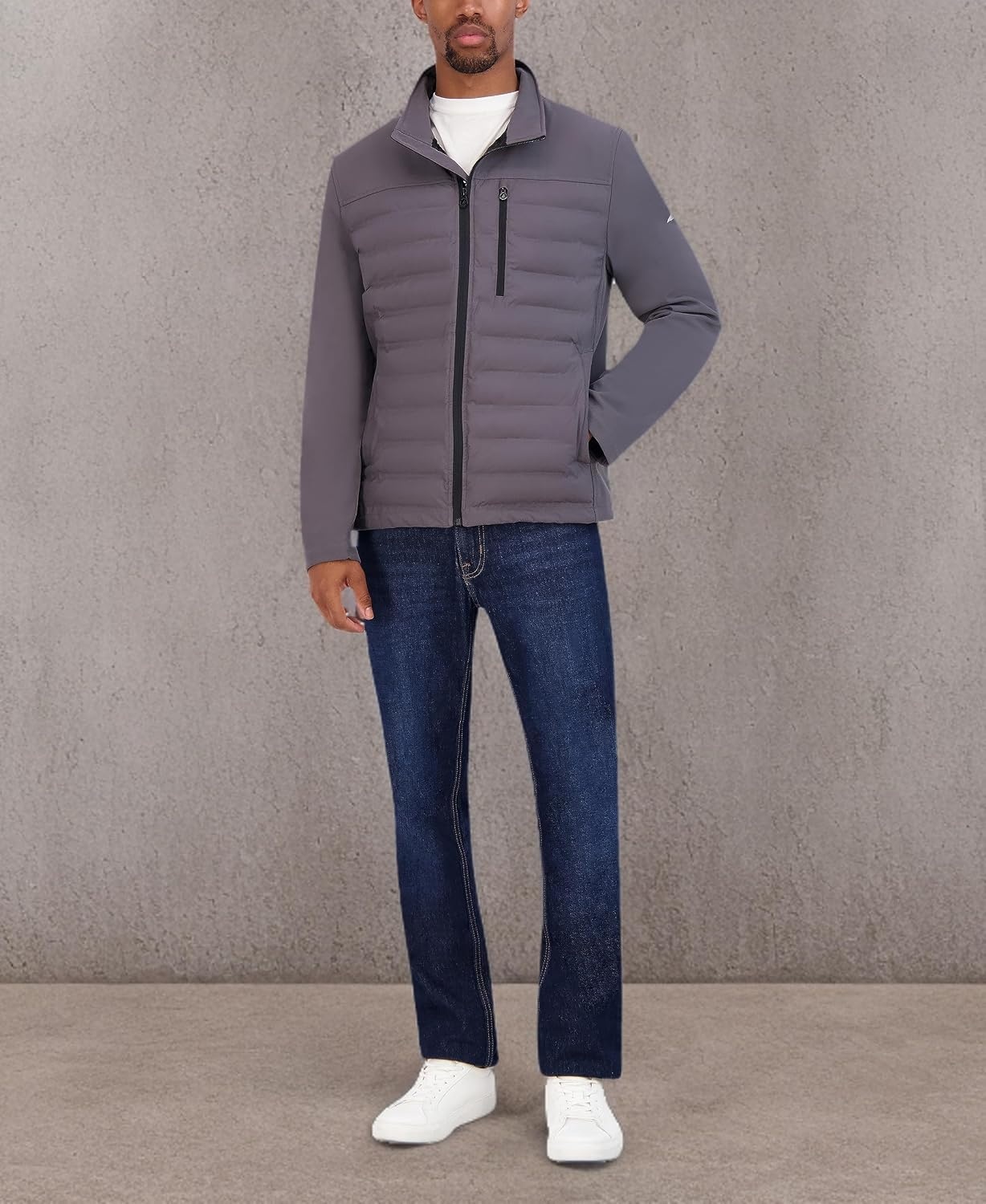 image:imageNautica Mens Lightweight Softshell Jacket Bonded Fleece Lining Regular Big amp Tall SizesGrey