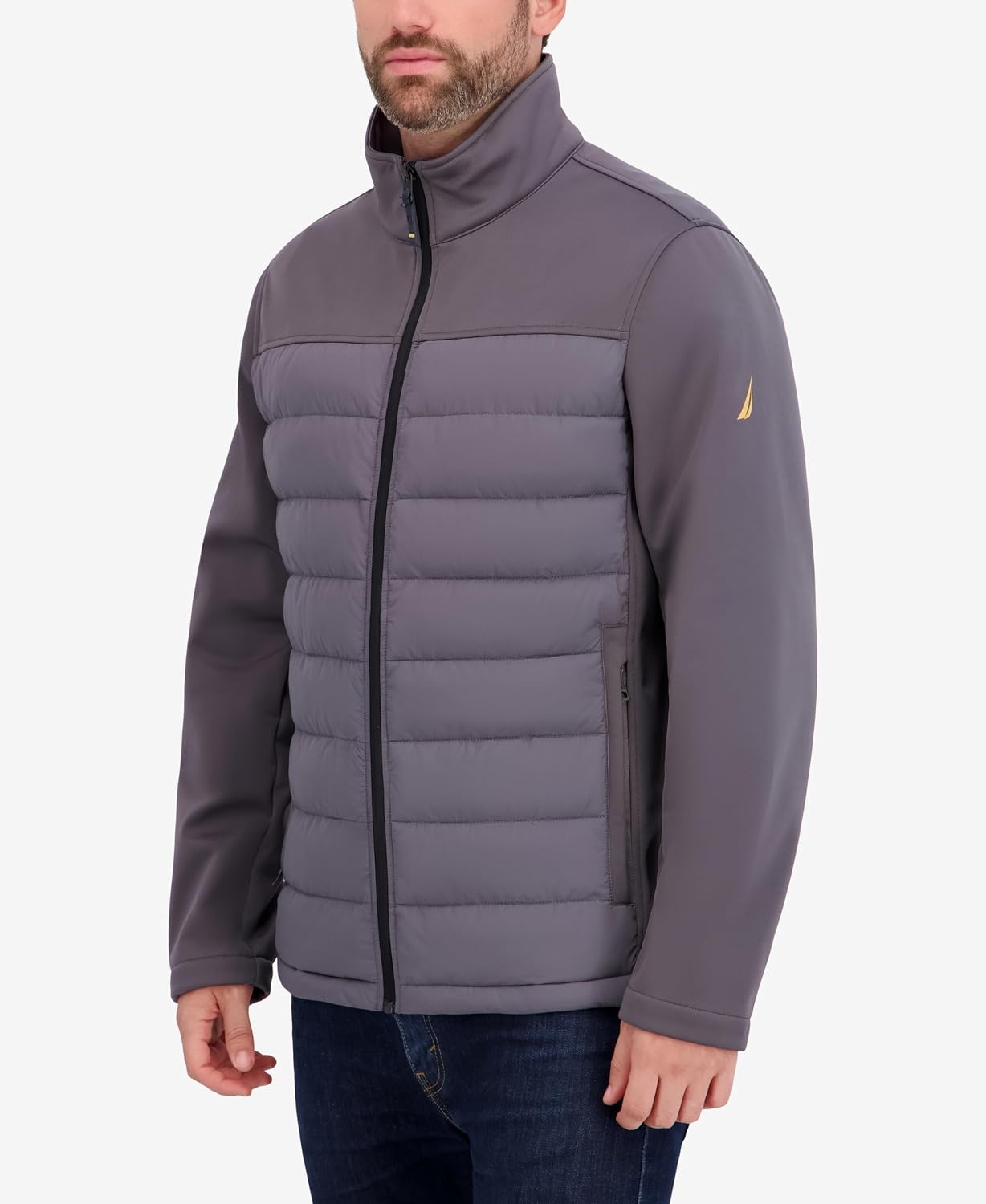 image:imageNautica Mens Lightweight Softshell Jacket Bonded Fleece Lining Regular Big amp Tall SizesMetal Grey