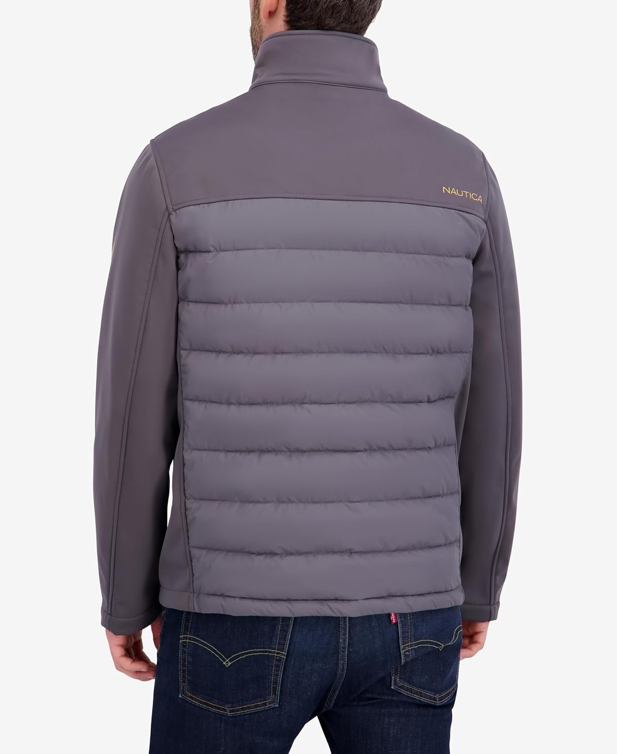 image:imageNautica Mens Lightweight Softshell Jacket Bonded Fleece Lining Regular Big amp Tall SizesMetal Grey
