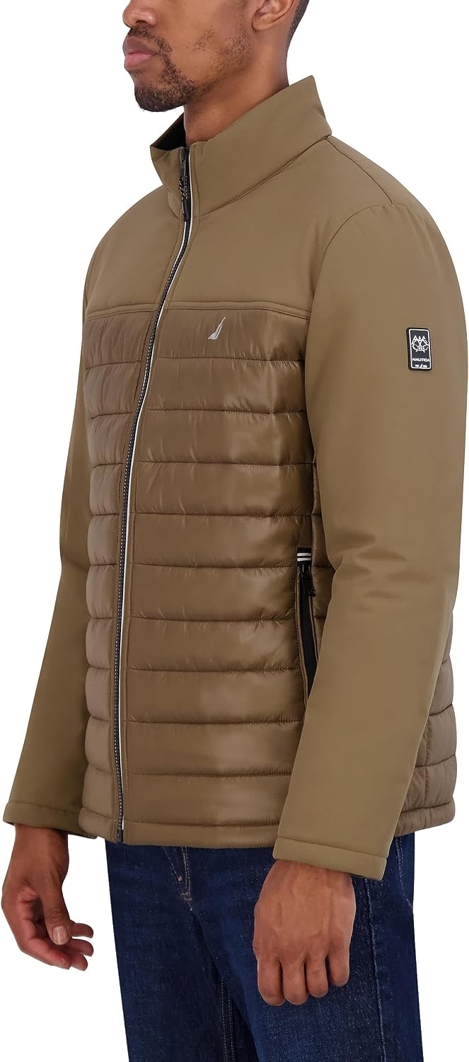 image:imageNautica Mens Lightweight Softshell Jacket Bonded Fleece Lining Regular Big amp Tall SizesOtter