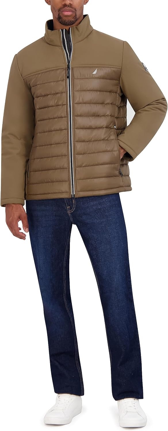 image:imageNautica Mens Lightweight Softshell Jacket Bonded Fleece Lining Regular Big amp Tall SizesOtter