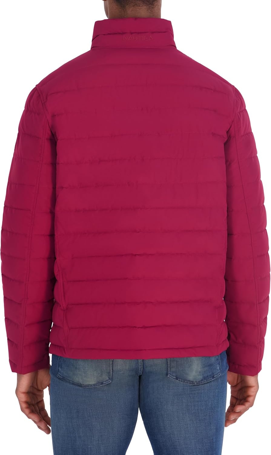 image:imageNautica Mens Midweight Quilted Jacket Stretch Water Resistant Zip Front CoatBerry Red