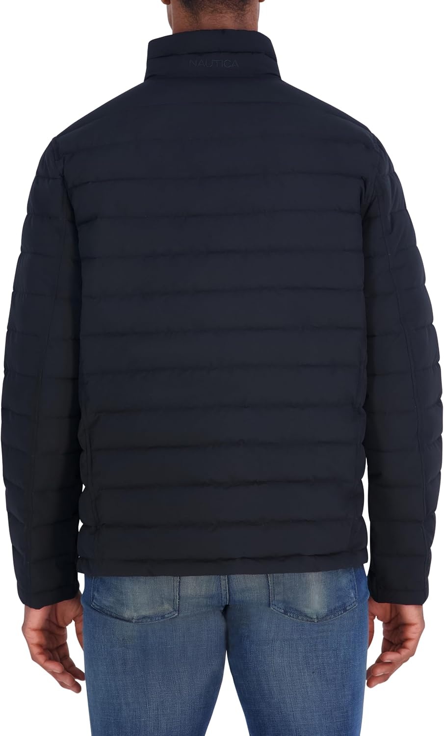 image:imageNautica Mens Midweight Quilted Jacket Stretch Water Resistant Zip Front CoatBlack