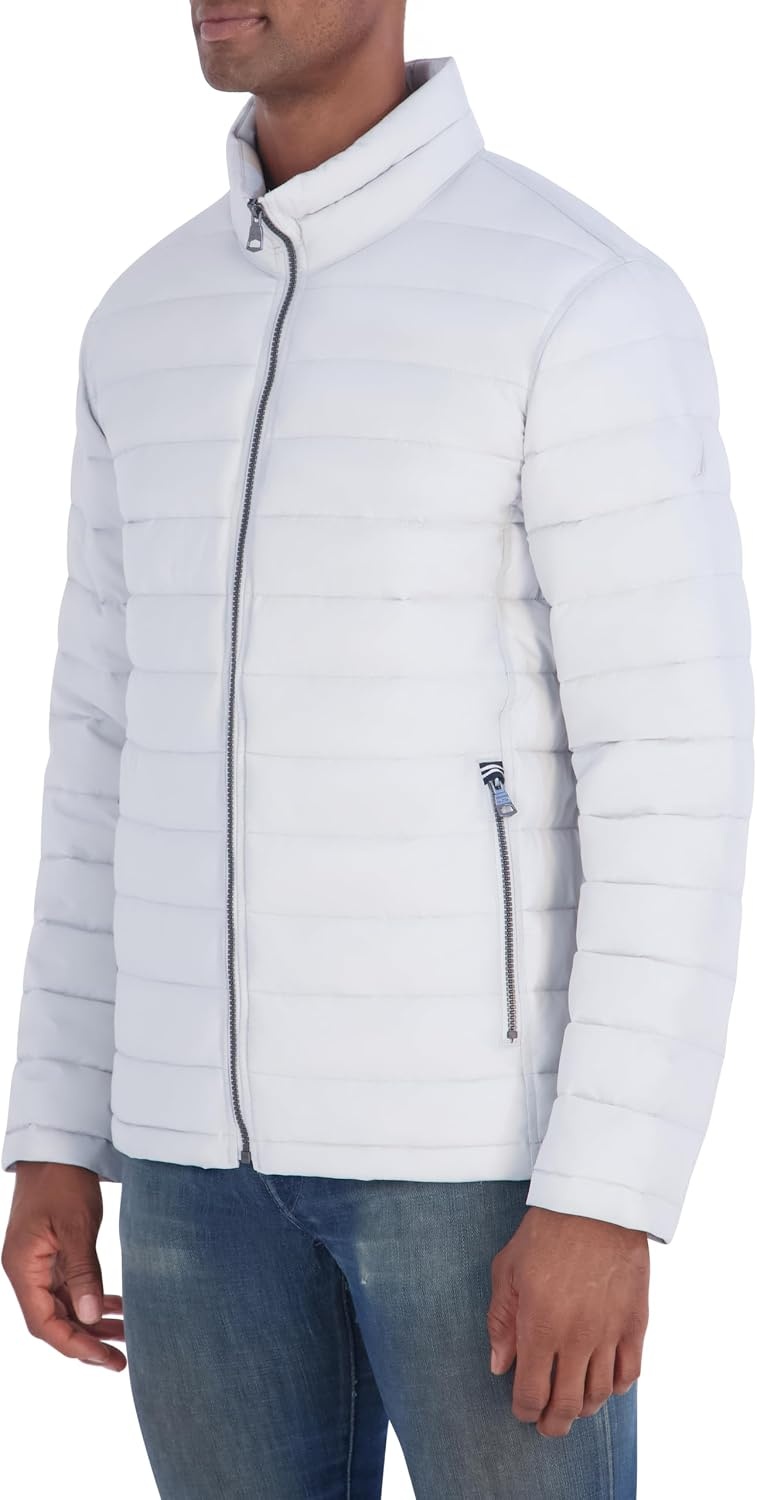 image:imageNautica Mens Midweight Quilted Jacket Stretch Water Resistant Zip Front CoatCloud Grey