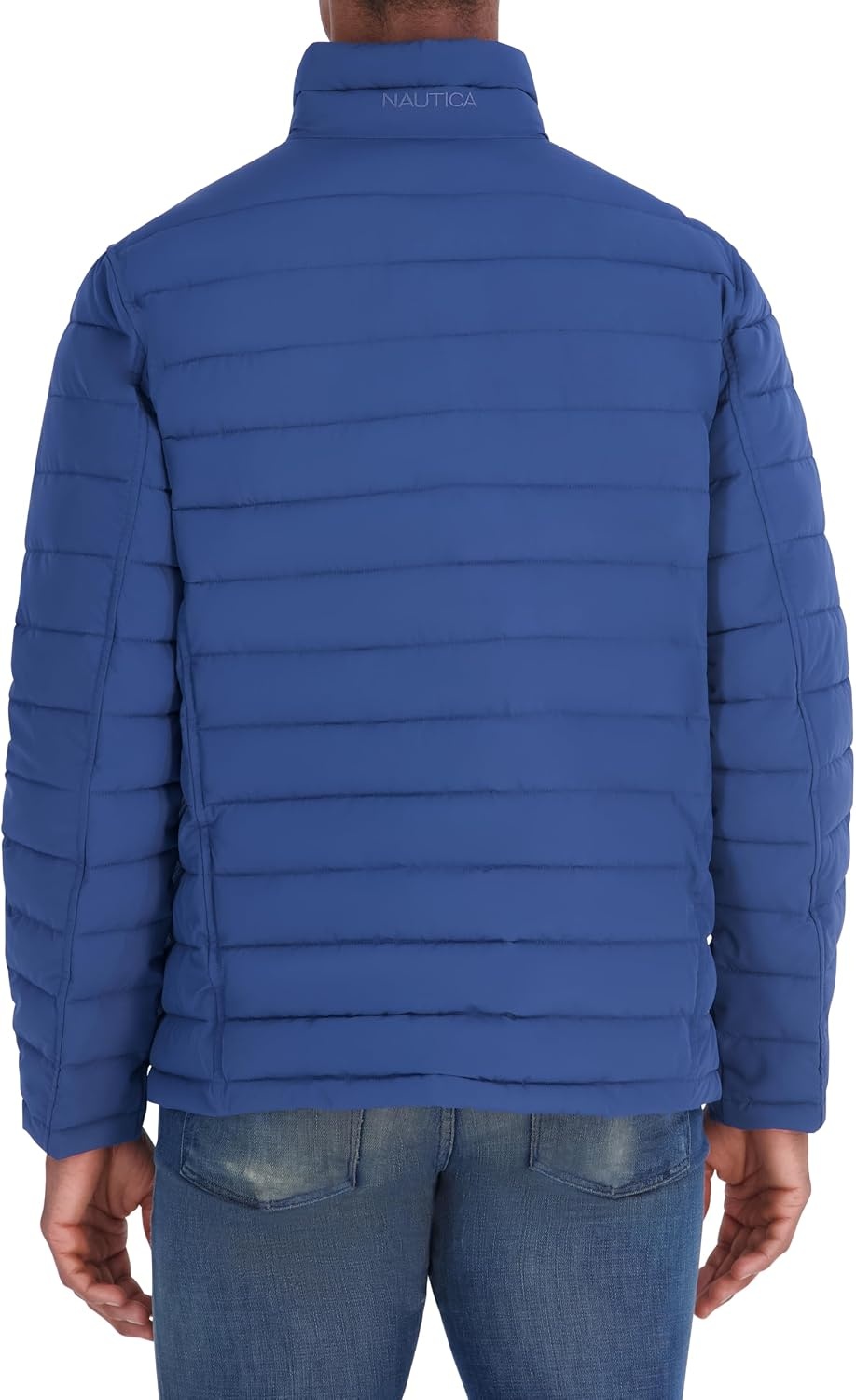 image:imageNautica Mens Midweight Quilted Jacket Stretch Water Resistant Zip Front CoatDark Denim