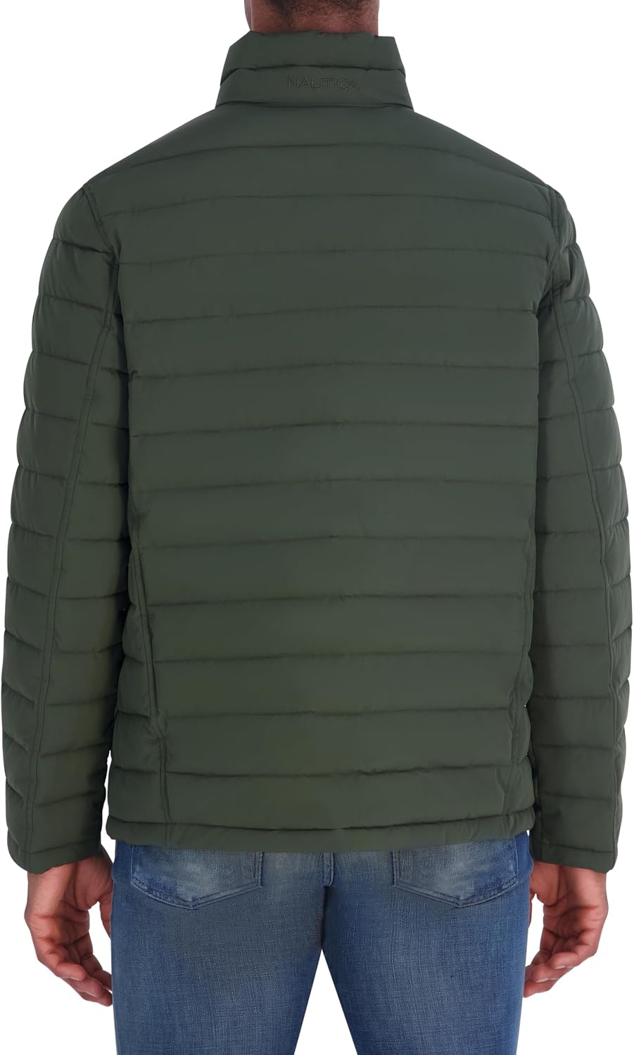 image:imageNautica Mens Midweight Quilted Jacket Stretch Water Resistant Zip Front CoatDark Forest