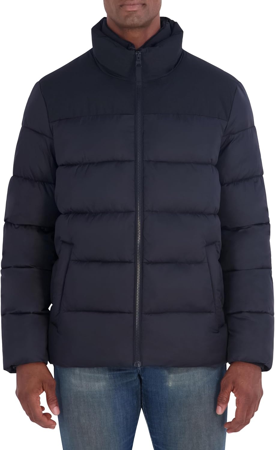 image:imageNautica Mens Ripstop Puffer Jacket Water Resistant Bib Front Insulated Winter CoatBlack