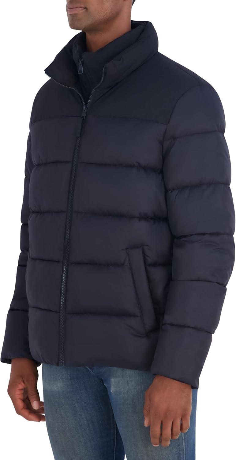 image:imageNautica Mens Ripstop Puffer Jacket Water Resistant Bib Front Insulated Winter CoatBlack