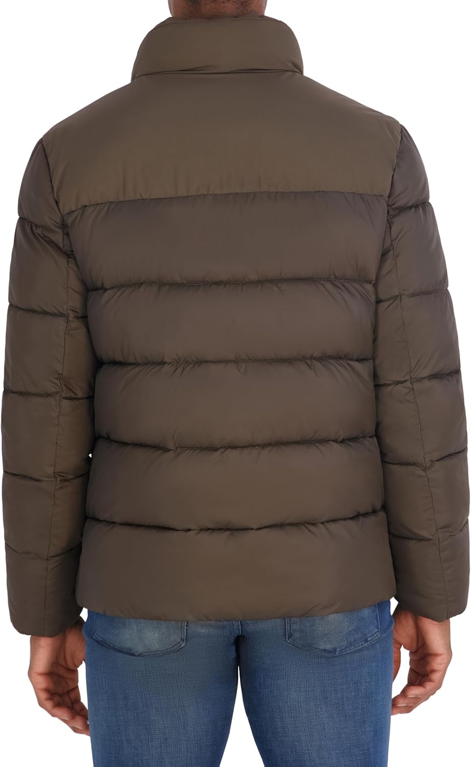 image:imageNautica Mens Ripstop Puffer Jacket Water Resistant Bib Front Insulated Winter CoatOlive Brown