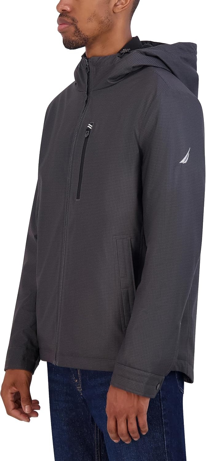 image:imageNautica Mens Sherpa Lined Softshell Jacket Full Zip Adjustable Hood Wind ResistantAsphalt