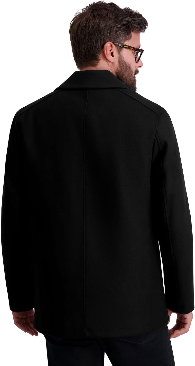 image:imageNautica Mens Wool Blend Peacoat DoubleBreasted Winter Coat Regular Big amp Tall SizesBlackb