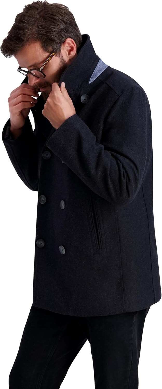image:imageNautica Mens Wool Blend Peacoat DoubleBreasted Winter Coat Regular Big amp Tall SizesChar