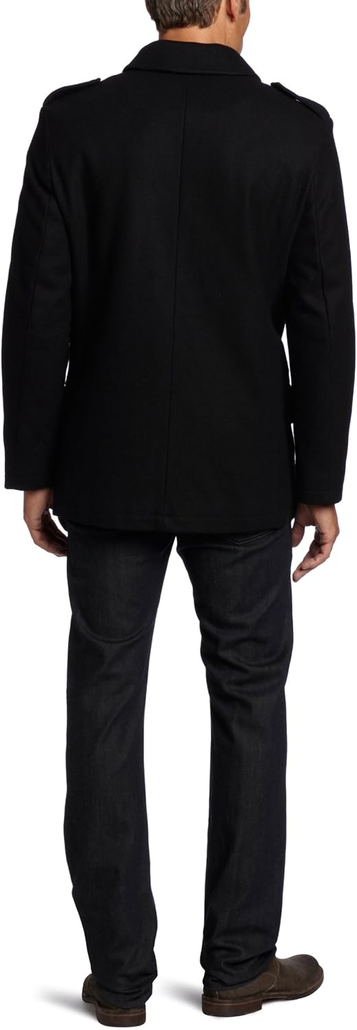 image:imageNautica Mens Wool Blend Peacoat DoubleBreasted Winter Coat Regular Big amp Tall SizesFade to Black