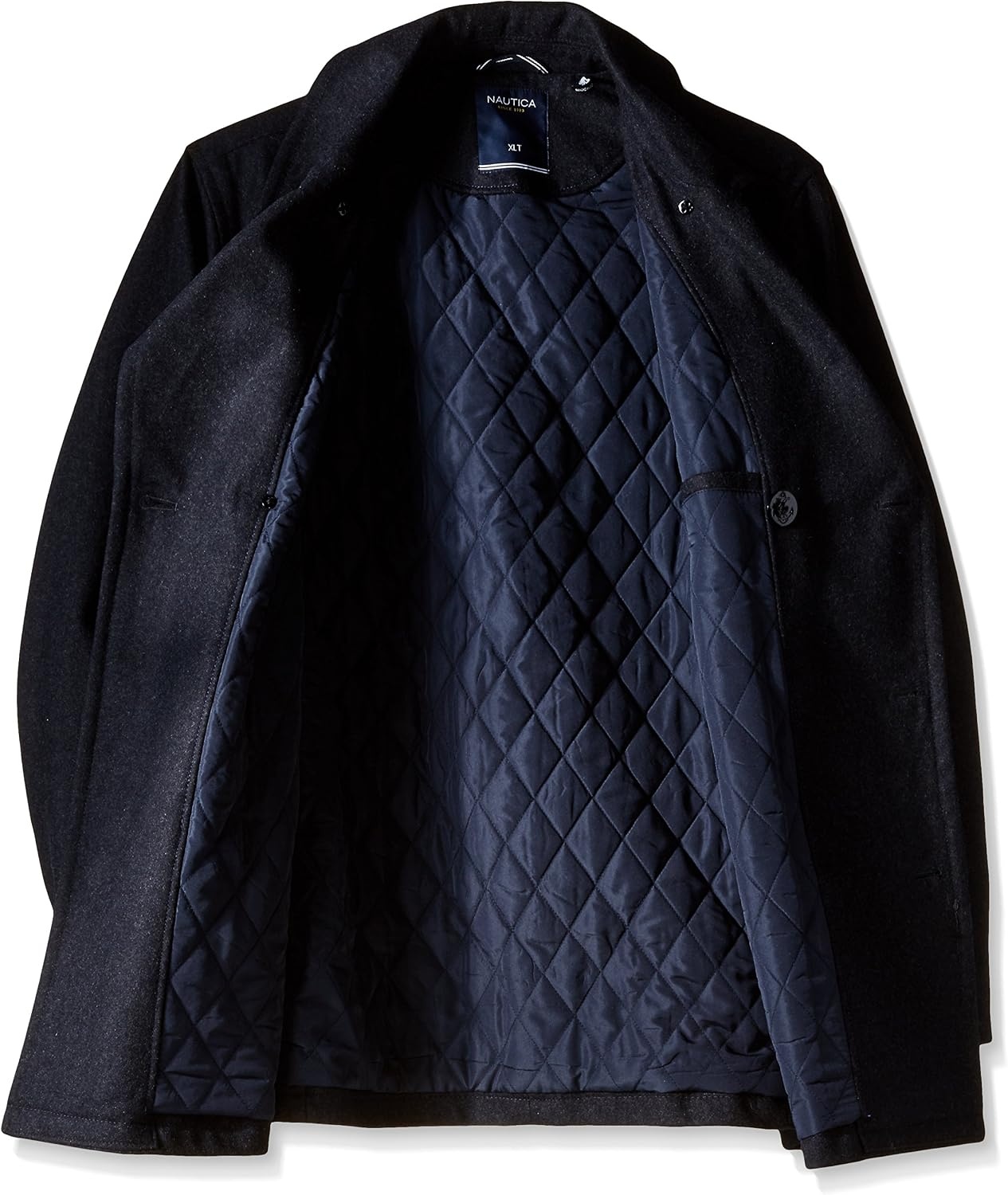 image:imageNautica Mens Wool Blend Peacoat DoubleBreasted Winter Coat Regular Big amp Tall SizesFlint