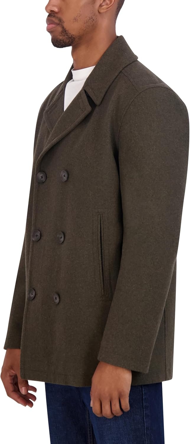image:imageNautica Mens Wool Blend Peacoat DoubleBreasted Winter Coat Regular Big amp Tall SizesLoden