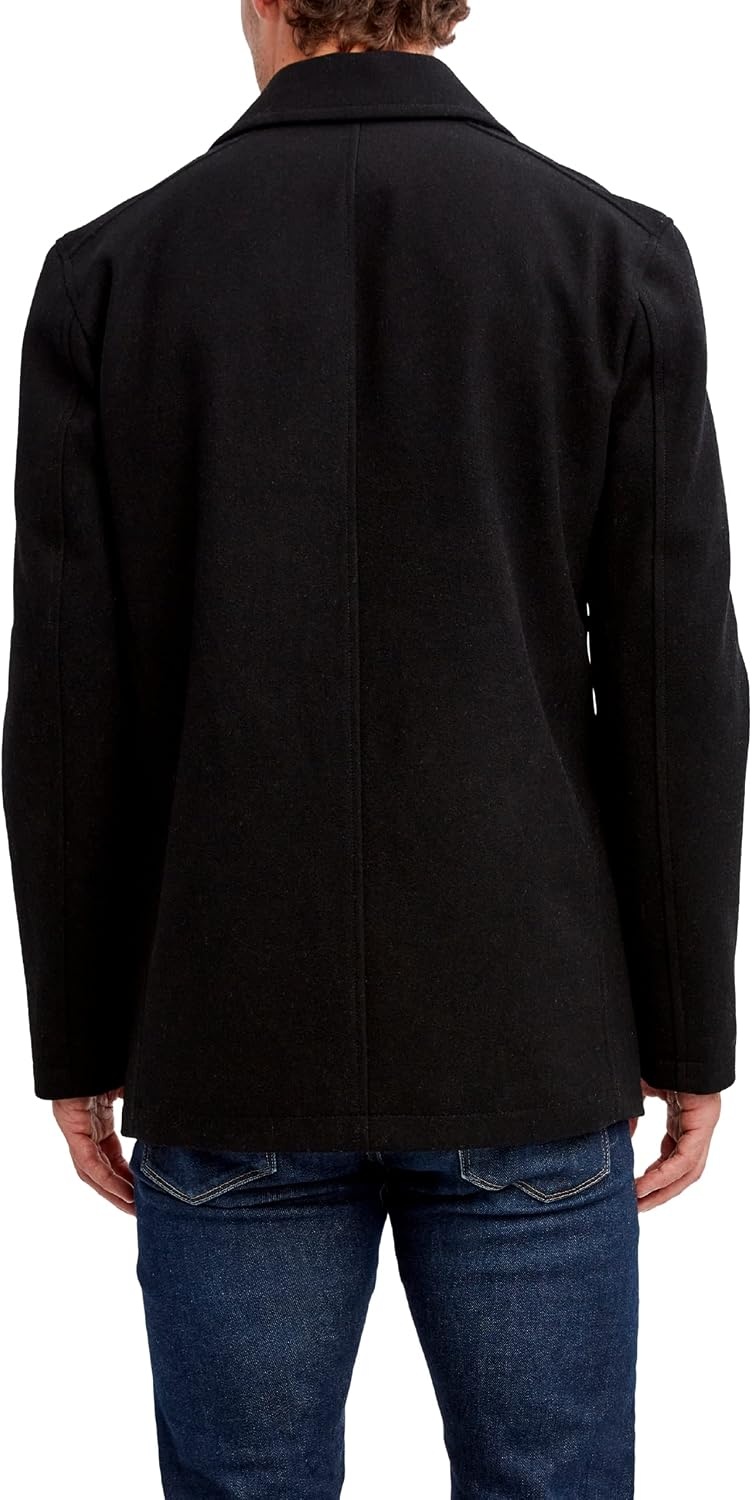 image:imageNautica Mens Wool Blend Peacoat DoubleBreasted Winter Coat Regular Big amp Tall SizesRaven