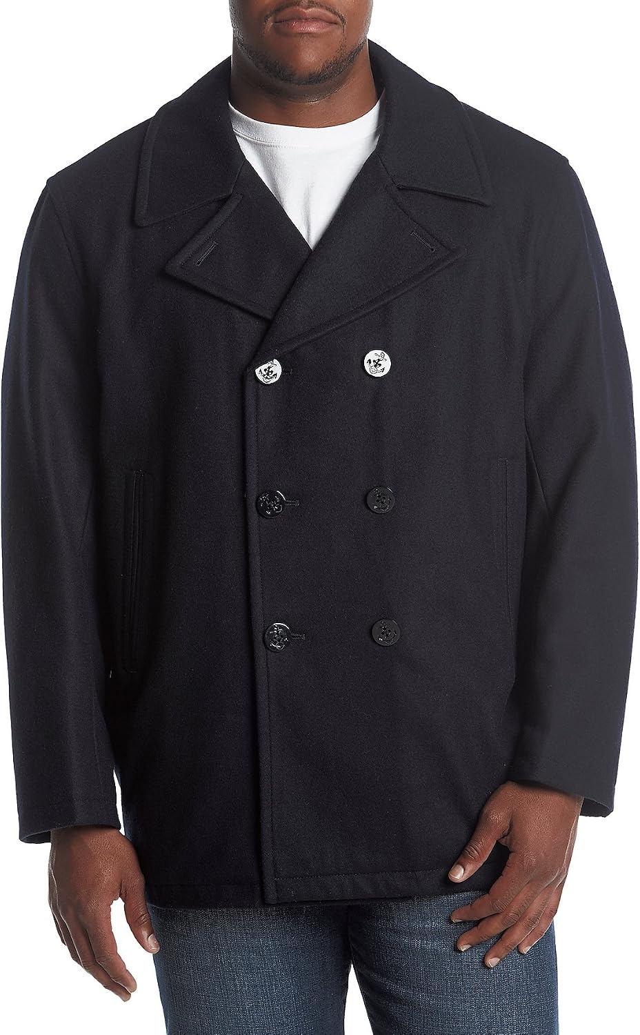 image:imageNautica Mens Wool Blend Peacoat DoubleBreasted Winter Coat Regular Big amp Tall SizesSignature Navy