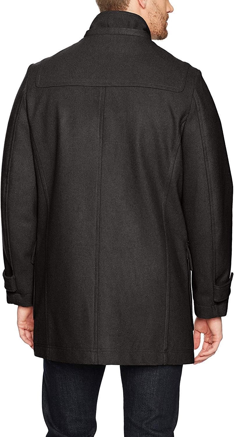 image:imageNautica Mens Wool Blend Peacoat DoubleBreasted Winter Coat Regular Big amp Tall SizesSmoke Black